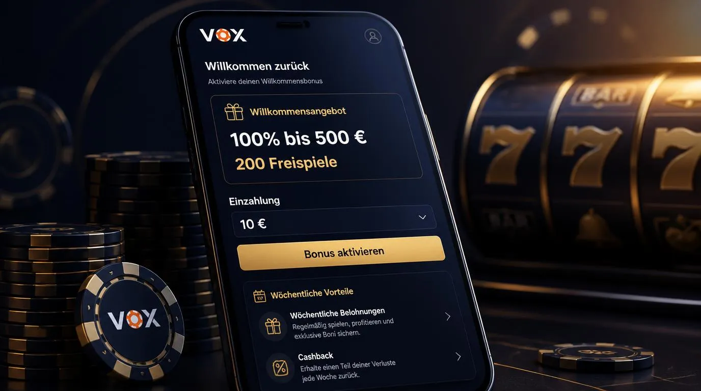 Casino-Bonusbereich mit Willkommensangebot, Freispiele und Einzahlung ab 10 Euro auf einem Smartphone